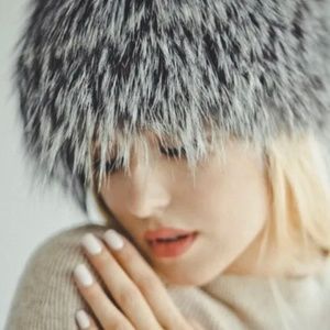 SURELL Fox Fur Hat- Silver Fox